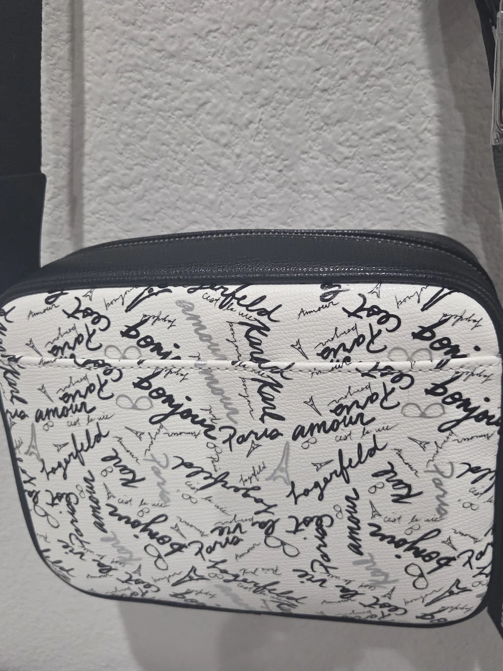 Karl Lagerfeld Black and White Crossbody Bag with Character Design NWT L5GE46CJ